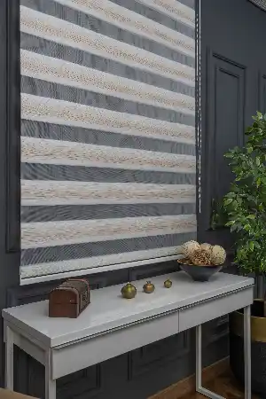 Mutfak- Zebra Perde - Degrade Renk Geçişli Kırık Pileli Zebra Perde