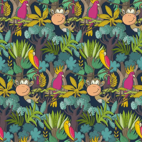 Tropikal Orman Ve Hayvan Desenli Fon Perde Evm689 Kumaşı Kalındır Duck Bezi Değildir- Yeşil-Sarı-Beyaz