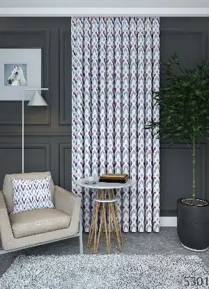Dökümlü Kumaştan Salon - Geniş En Ekru Mor Modern Desen Fon Perde 1. Kalite