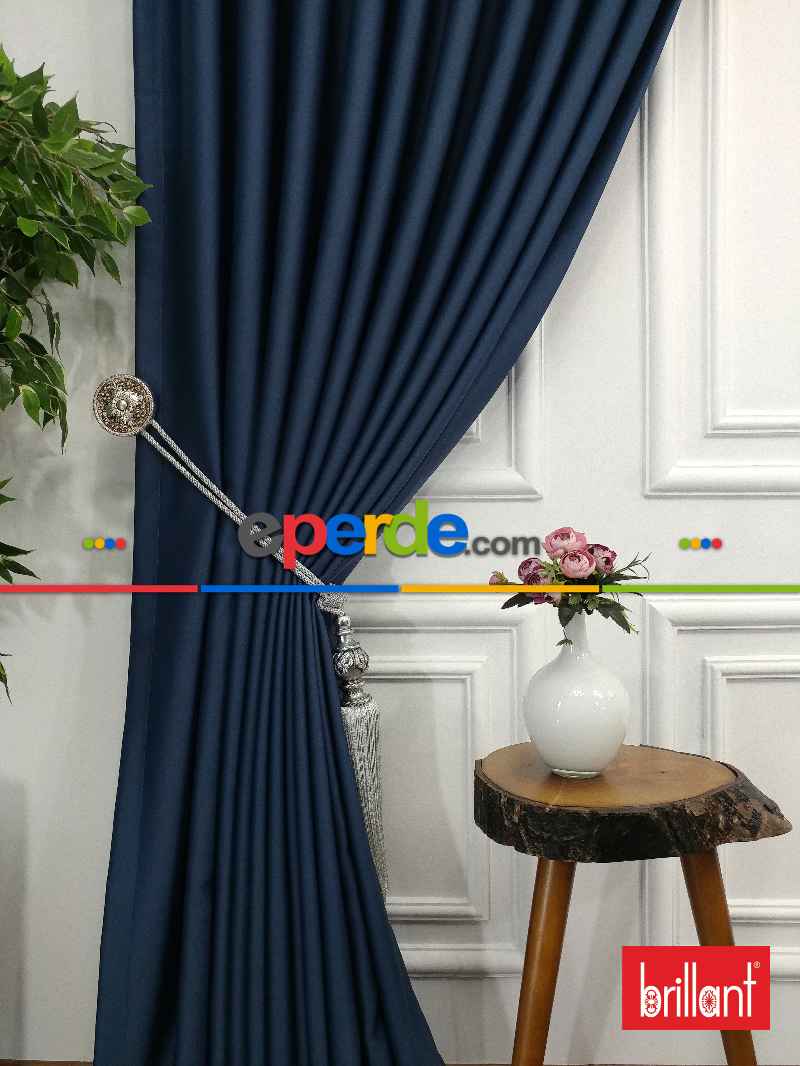 Brillant Karartma Blackout %98 Koyu Mavi Renk Fon Perde- Mavi Koyu