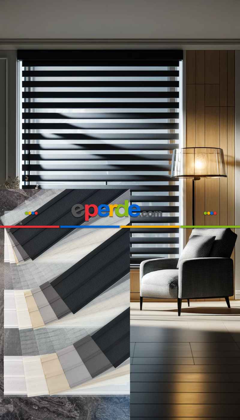 Salon Zebra Perde - Zebra Perde Yüksek Kalite, Yarım Pliseli, Kornişe Kolay Montaj Ayağı Seçenekli, Standart Metal Kasalı, Ekru, Krem, Bej, Gri, Antrasit Ve Siyah Renk