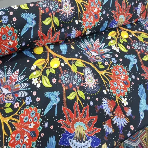 Çiçek Ve Kuş Desenli Fon Perde Evm562 Kumaşı Kalındır Duck Bezi Değildir- Siyah-Sarı-Mor-Lila-Açık Yeşil-Mavi Açık-Gül Kurusu-Kahve