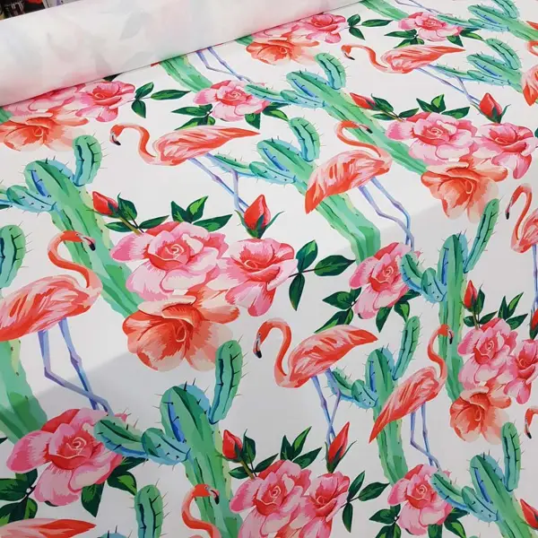 Tropikal Desenli Fon Perde Evm321 -t - Kumaşı Kalındır Duck Bezi Değildir.- Yeşil-Beyaz-Pembe-Çok Renkli