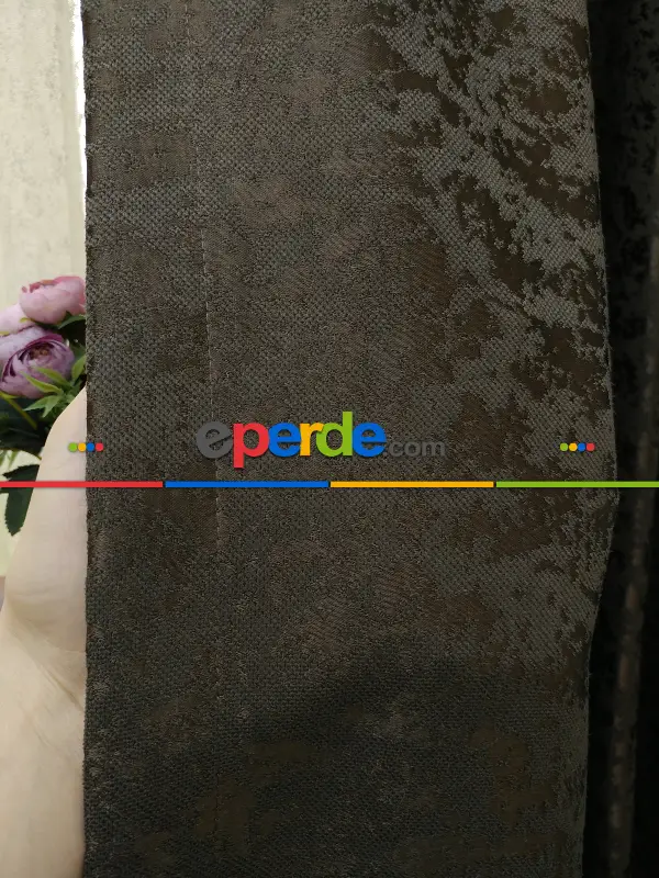 Kahve Koyu Duz Jakar Fon Perde (150)- Kahve Koyu