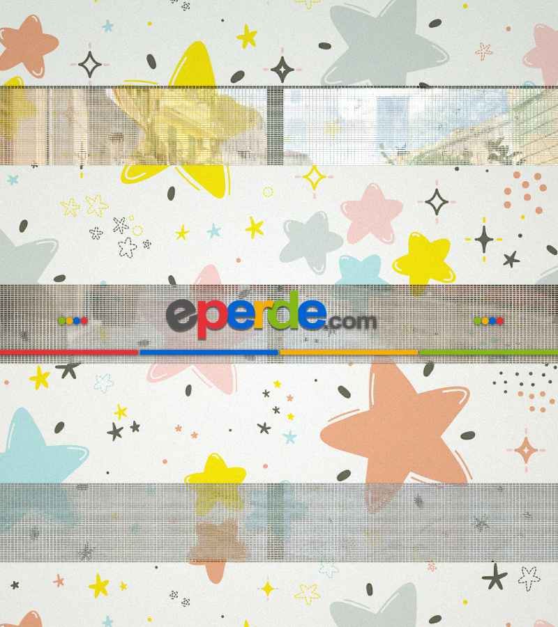 Yıldız Desenli Baskılı Zebra Perde- Çok Renkli