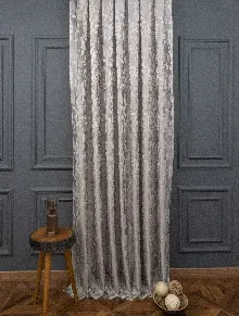 Jakar Dokuma Fon Perde Zemin Gri (desen Krem) Renk