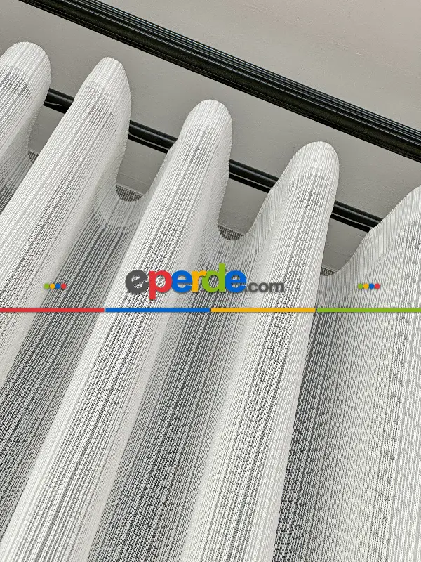 Mutfak Çizgili Tül Perde - Ürün Videosu Açıklamada Vardır