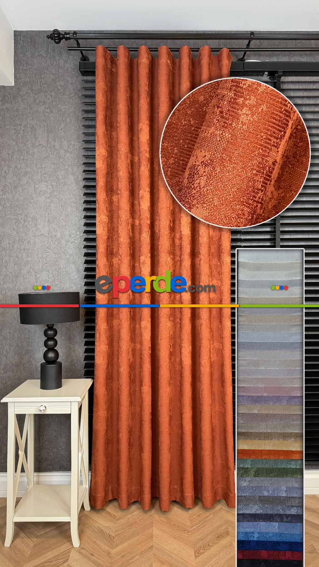 Kiremit Premium Jakar Dokuma Fon Perde, 33 Renk