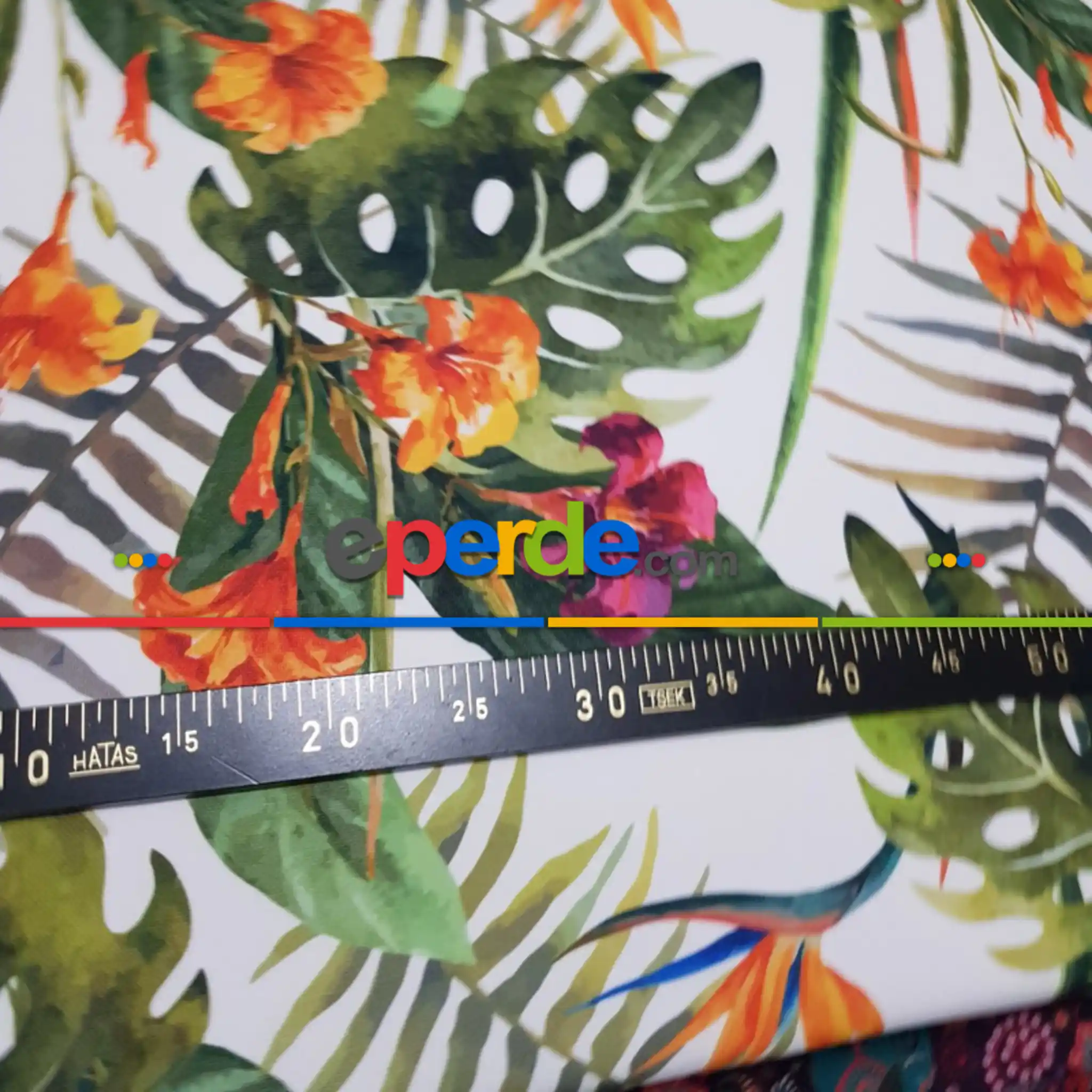 Tropikal Desenli Fon Perde Evm299 -t - Kumaşı Kalındır Duck Bezi Değildir.- Yeşil-Sarı-Beyaz-Çok Renkli