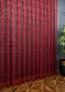 Sarmaşık Şal Desen Bordo Renk Desen Tasarım Tül