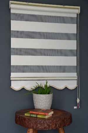 Halim Perdesan Dk-100 Ekru & Beyaz Renk Etekli Veya Eteksiz Zebra Stor Perde