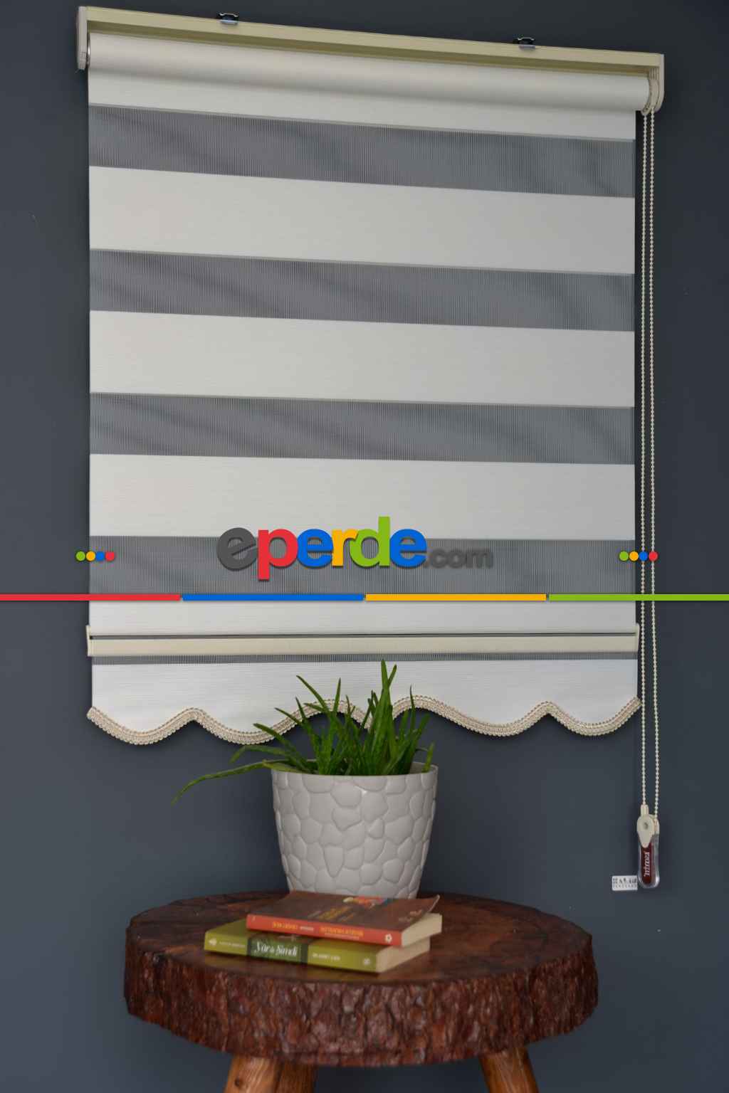 Halim Perdesan Dk-100 Ekru & Beyaz Renk Etekli Veya Eteksiz Zebra Stor Perde