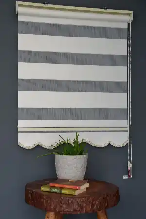 Halim Perdesan Dk-100 Ekru & Beyaz Renk Etekli Veya Eteksiz Zebra Stor Perde