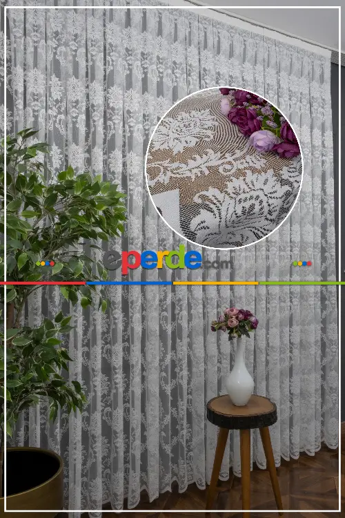 Damask Desen Örme Tül