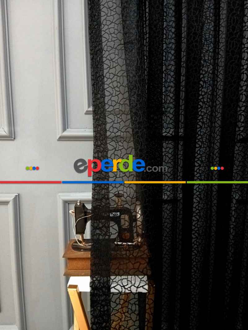 Siyah Leopar Desen Desen Moder Tül Perde