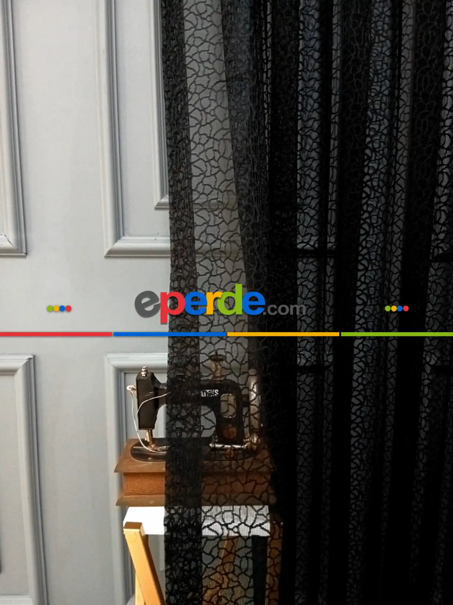 Siyah Leopar Desen Desen Moder Tül Perde