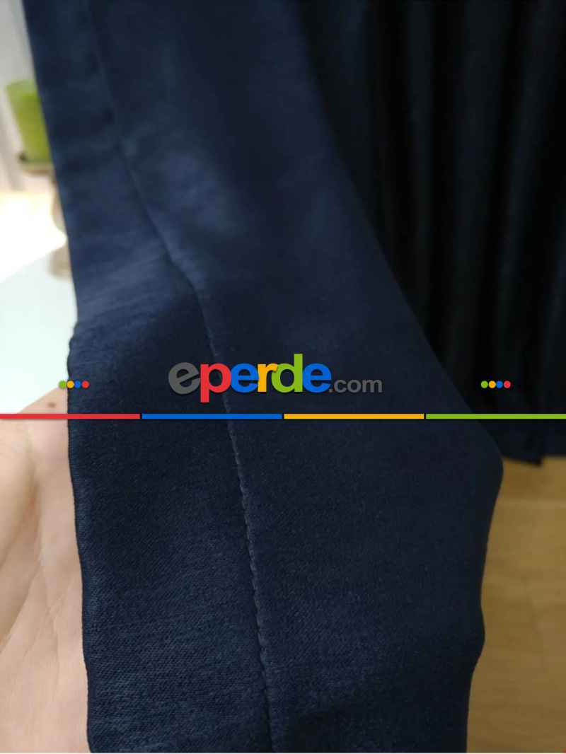 Soft Fon Perde Lacivert Kumaş Kanat Yan Perde- Lacivert