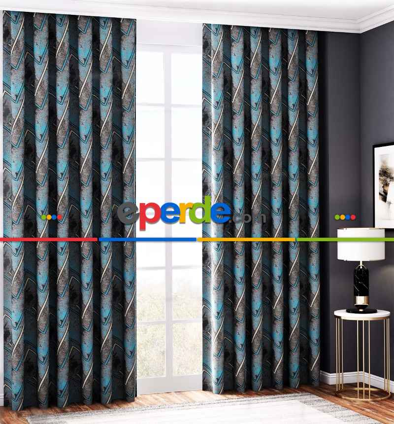 Kahverengi Turkuaz Geometrik Fon Pano Perde, Adet Fiyatıdır, İstediğiniz Boy Ölçüsünde Dikilir, Eni 70 İla 100cm Arası Seçenekler, Sık Piledir 70cm X 290cm 