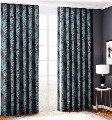 Oturma Odası -  Kahverengi Turkuaz Geometrik Fon Pano Perde, Adet Fiyatıdır, İstediğiniz Boy Ölçüsünde Dikilir, Eni 70 ila 100cm Arası Seçenekler, Sık Piledir 70cm X 290cm 