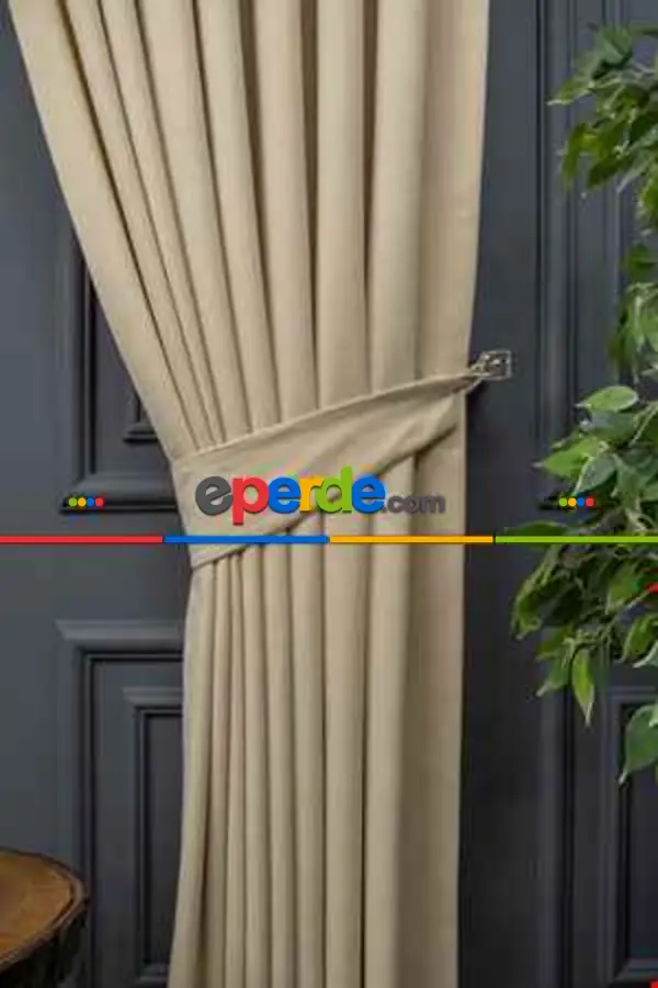 Düz Dökümlü Fon Perde - Açık Bej (dikim Ücreti Fiyata Dahildir)