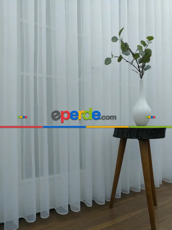Perdeks Home Tül Perde 03 Lux Series- Ekru - Kurşunlu Tül