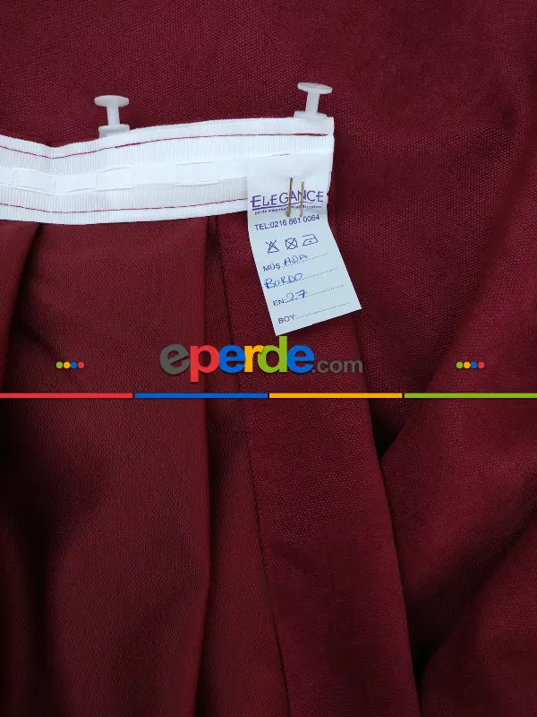 Salon Fon - Bordo - Düz Fon Perde (  Dökümlü Fon Perde)- Bordo