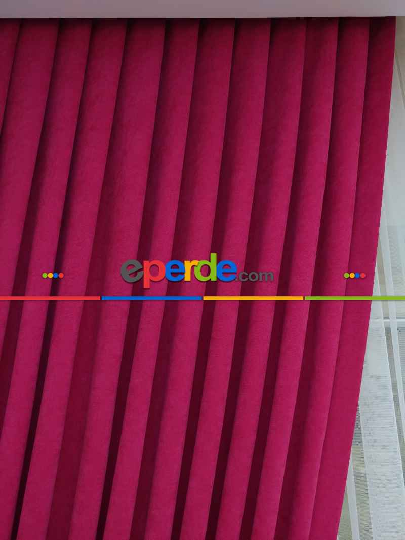Fuşya Düz Fon Perde Dökümlü Birinci Kalite 300 Cm Geniş En Daha Hesaplı- Fuşya
