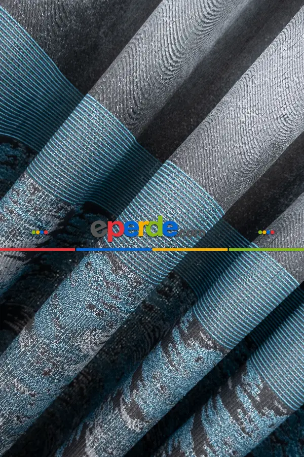 Yatak Odası - Antrasit Petrol Yeşil Jakar Etek Pano Dökümlü Gramajlı Uygun Fiat Fon Perde (180)- Petrol Yeşil