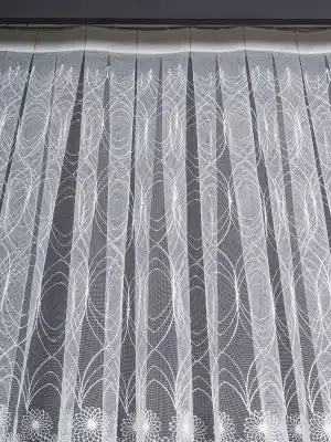 Şeritli Papatya Nakış İşlemeli Brode Tül Perde