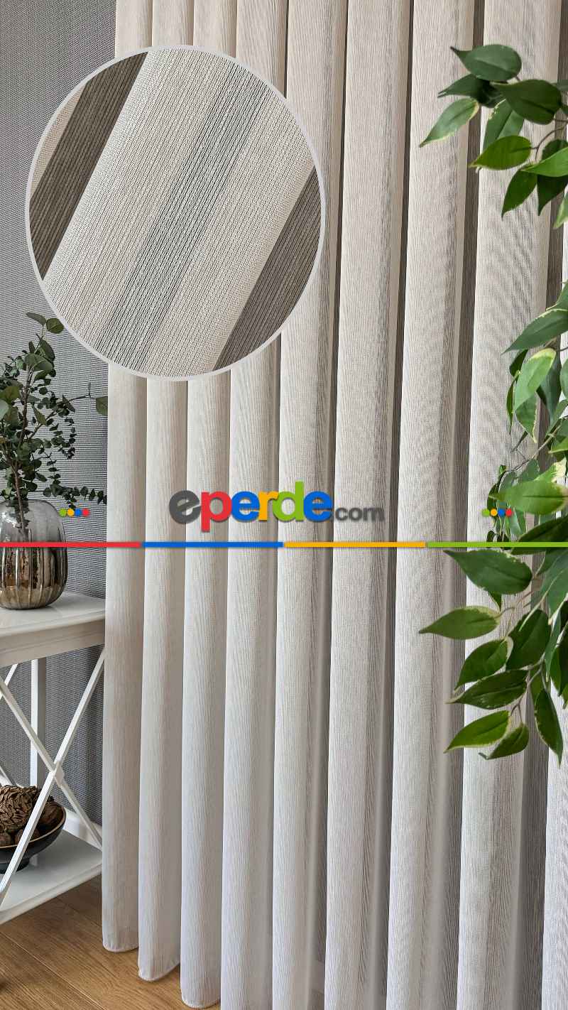 Krem Keten Düz Tül Perde - Ağır Gramajlı Premium