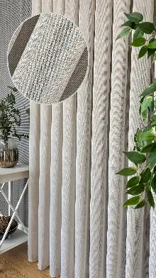 Mutfak Tül Krem Keten Düz Tül Perde - Ağır Gramajlı Premium