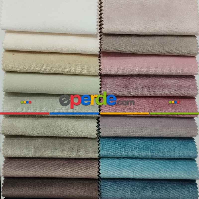 Kadife Dokuma Yarı Mat Kadife Renkli Fon Perde Çok Renkli - Dar Enli Kalın Kadife Perde