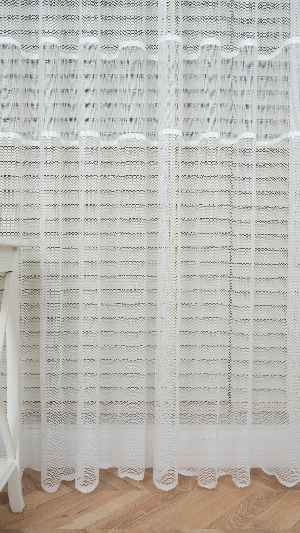 Ekru Çizgili Bantlı Keten Şantuk Tül Perde, Ağır Gramajlı Premium Seri