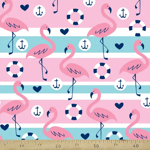 Bebek Odası Fon - Flamingo Ve Çapa Fon Perde Evm223 -t - Kumaşı Kalındır Duck Bezi Değildir.- Mavi