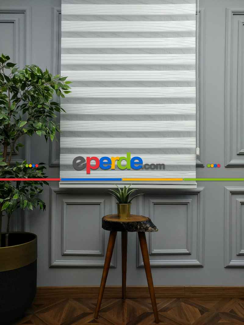 Mutfak - 2021 Sezonu - Zebra Perde - Dar Plise (pileli) Zebra Perde- Beyaz