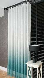 Keten Ekru Yeşil Degrade Geçişli Tül Perde, Ağır Gramajlı Premium Seri, Eteği Kurşunlu Yeşil - Ekru