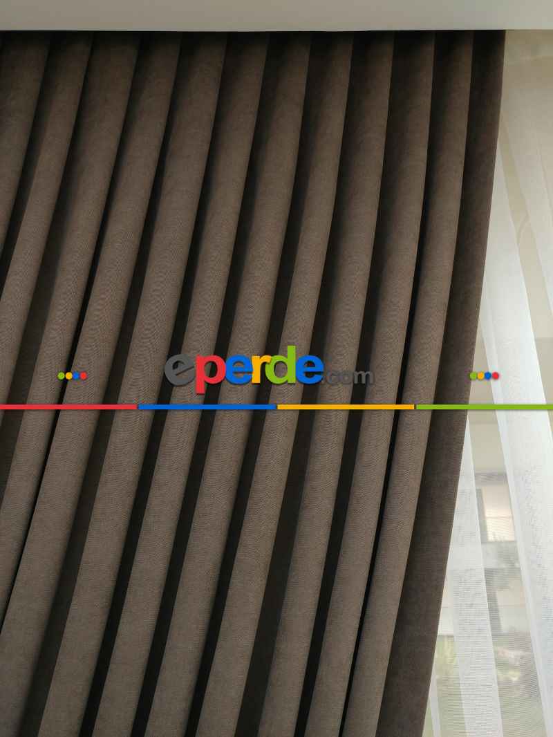 Sütlü Kahve Düz Fon Perde Dökümlü Birinci Kalite 300 Cm Geniş En Daha Hesaplı- Sütlü Kahve