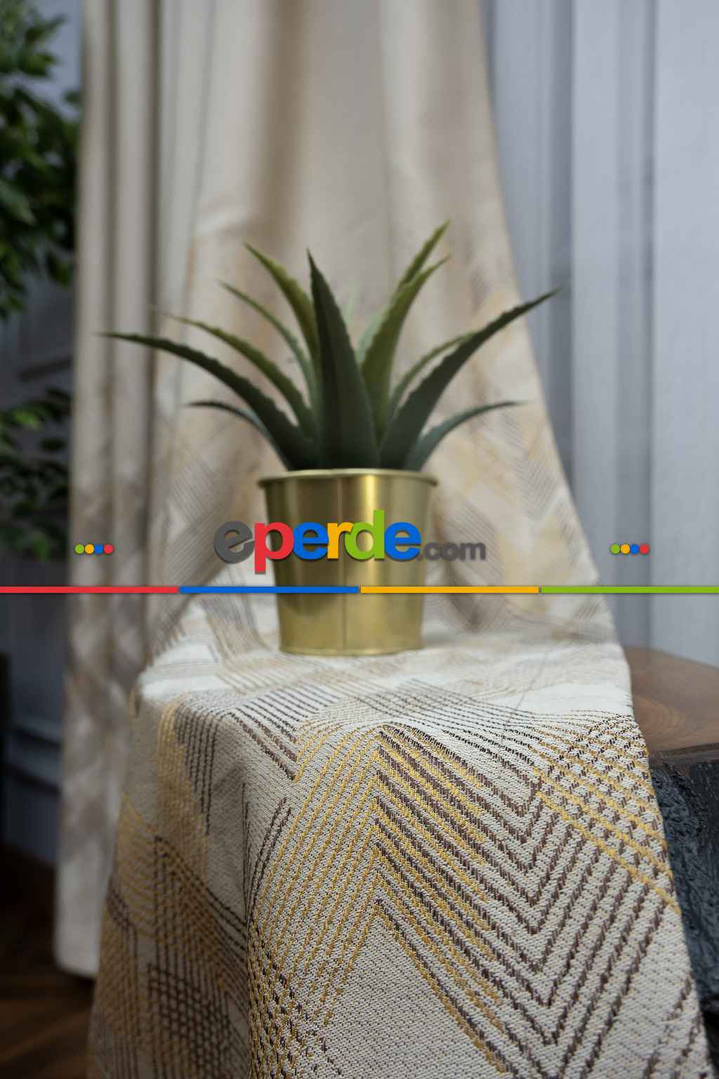 Modern Pano Fon Perde Renk Geçişli Çift Renk - 505- Gri Açık-altın-kahve-kum Beji