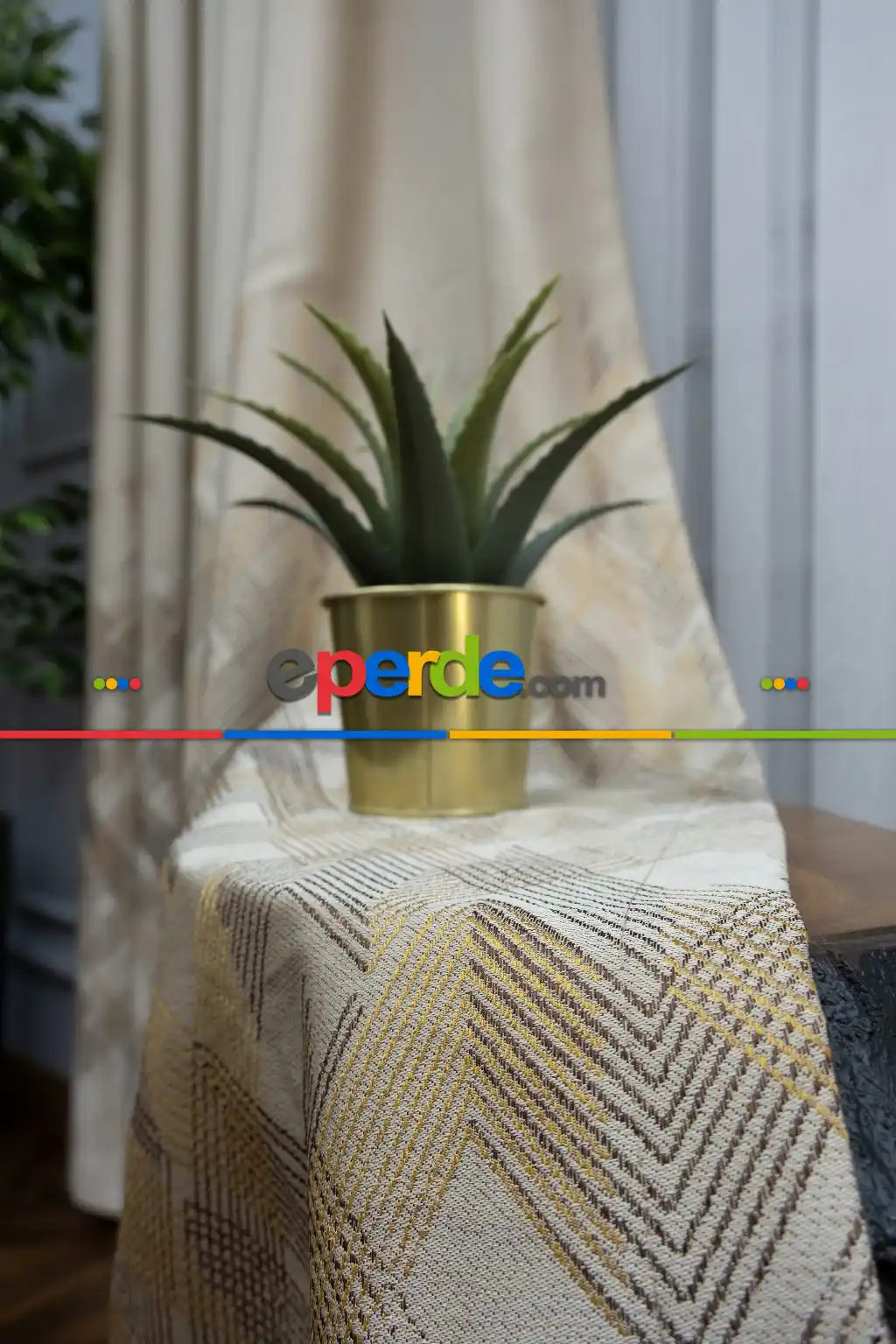 Modern Pano Fon Perde Renk Geçişli Çift Renk - 505- Gri Açık-altın-kahve-kum Beji