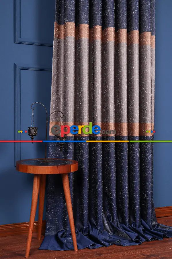 Salon - Yeni Sezon Pano Fon Perde - Lacivert- Vizyon