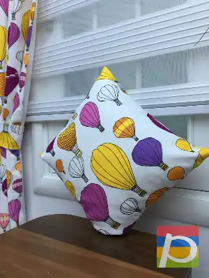 Balonlar Desenli Fon Perde ( Kalın Pamuklu Kumaş)- Sarı-pembe Koyu-mor Patlıcan Moru-hardal Sarısı