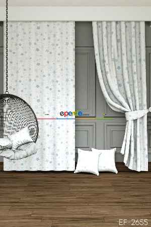 Sınırlı Süre!! Dökümlü Kumaştan Çocuk Odası - Yıldız Desenli Baskılı Fon Perde - 1. Kalite Yumuşak Dökümlü Kumaş