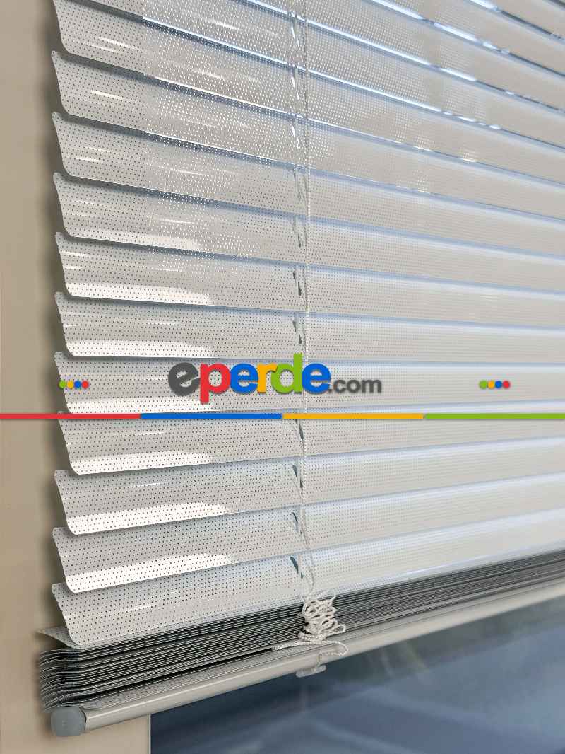 Mutfak Jaluzi - Beyaz Perfore (delikli) Alüminyum Jaluzi Perde - 25mm