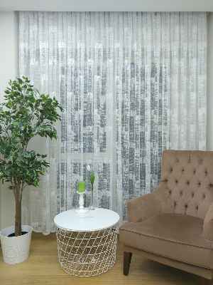 Kampanya Spor Patine Desenli Fransız Dantel 2023 Tül Perde- Ekru