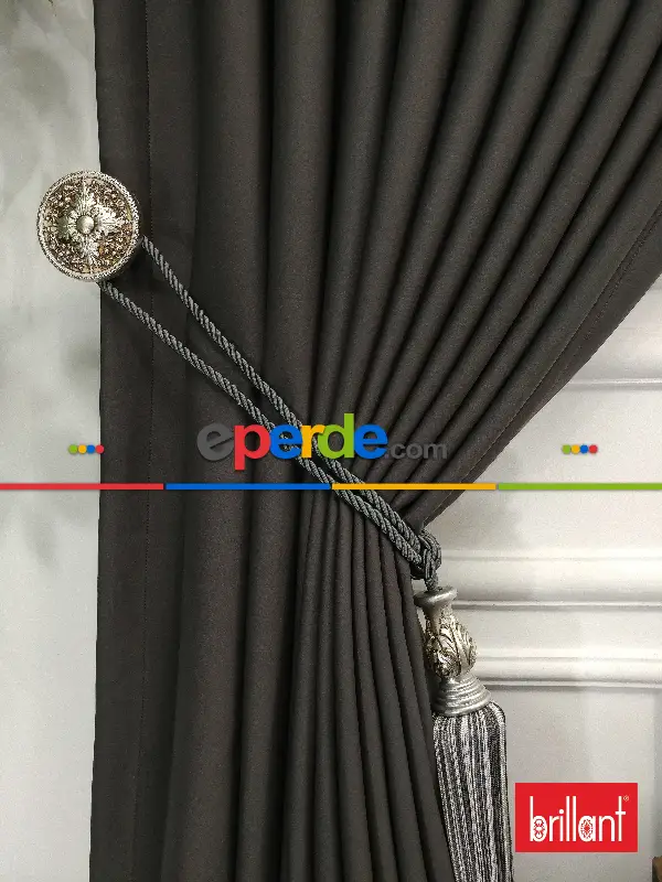 Yatak Odası - Brillant Karartma Blackout Antrasit Gri Renk Fon Perde- Antrasit