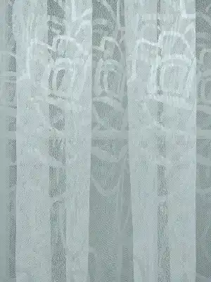 Floş Örme Desenli Tül Perde ( Hazır Ölçü 1/2.5 Normal Pile )- Ekru 200cm X 195cm 