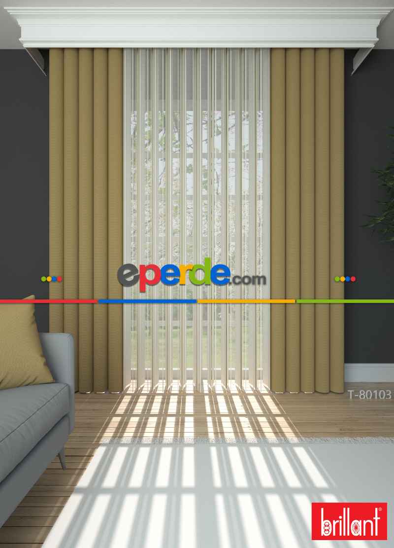 Brillant Akıllı Tül Perde Gold Renkli Tül Dikey Zebra Perde Düz 1. Kalite