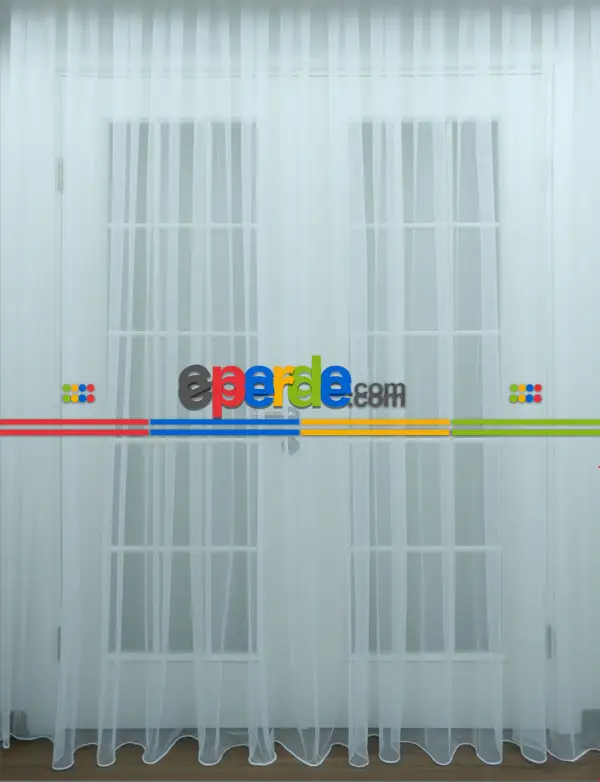 Grek Tül Perde - Petek Zemin- Beyaz-ekru - Kurşunlu Tül