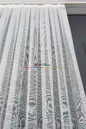 Hazır Ölçülü Çizgili Degrade Geçişli Modern Desenli Örme Tül - Siyah