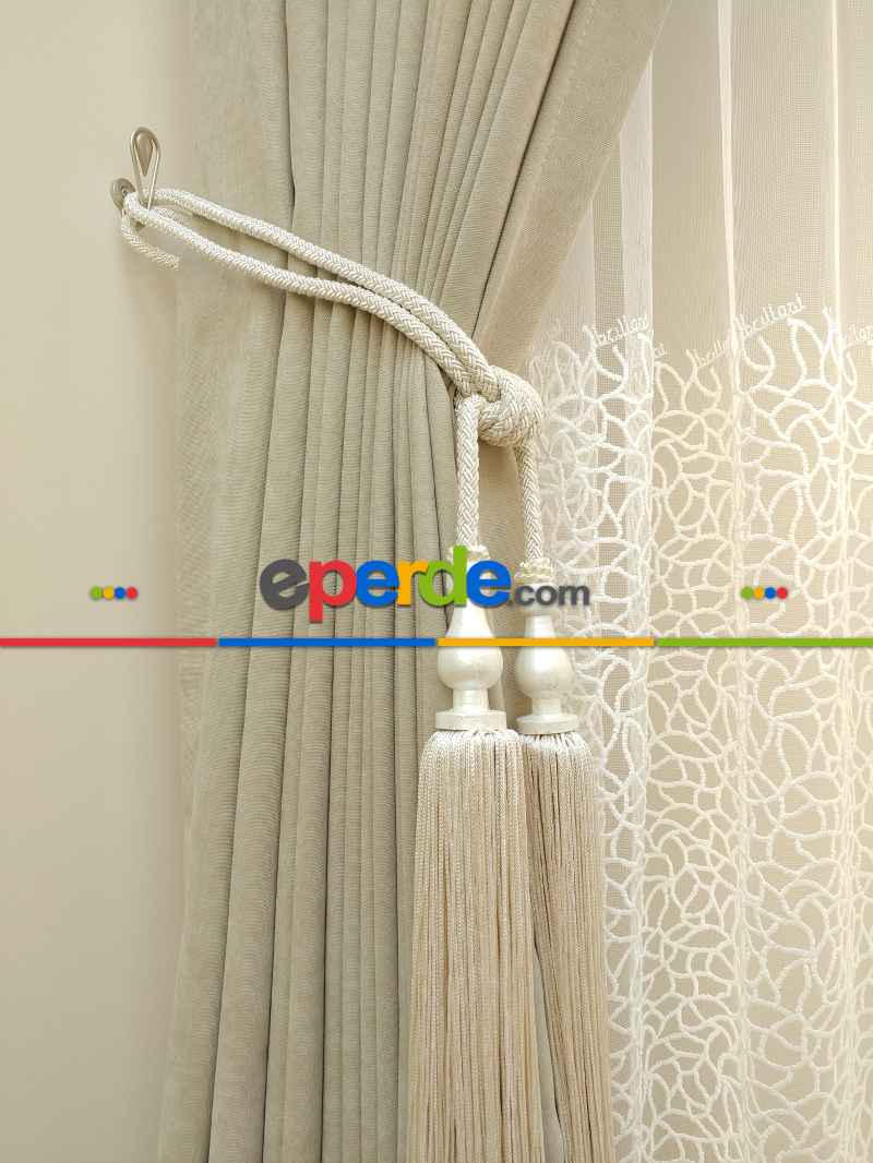 Salon Fon - Açık Bej Düz Fon Perde ( Dökümlü Fon)- Bej